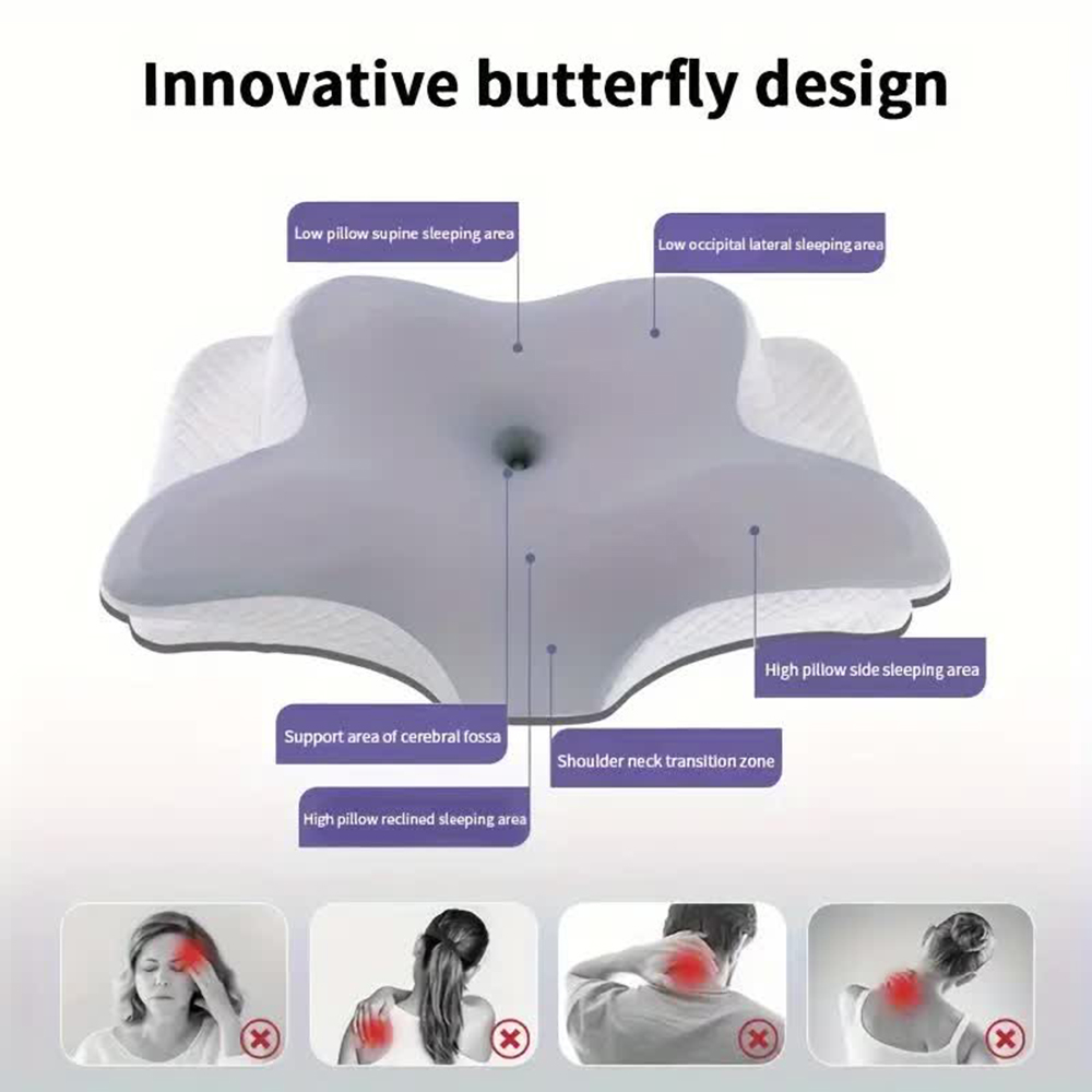 Memory Foam Orthopedic Pillow Neck Pain - Memory-Schaum-Kissen in Schmetterlingsform, Entspannendes Orthopädisches Nackenkissen