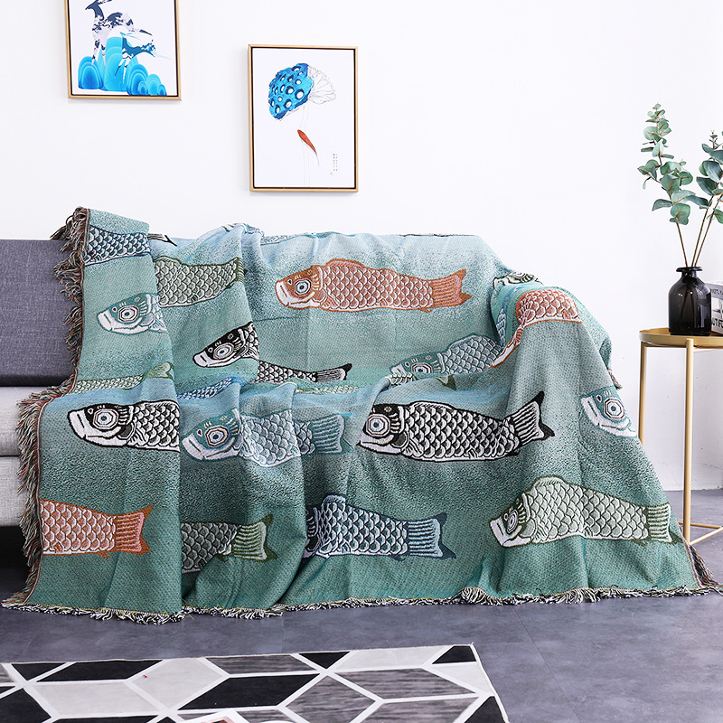 Boho Throw Blanket Fringe - Textil Stadt Ins Moderne Einfache Koi