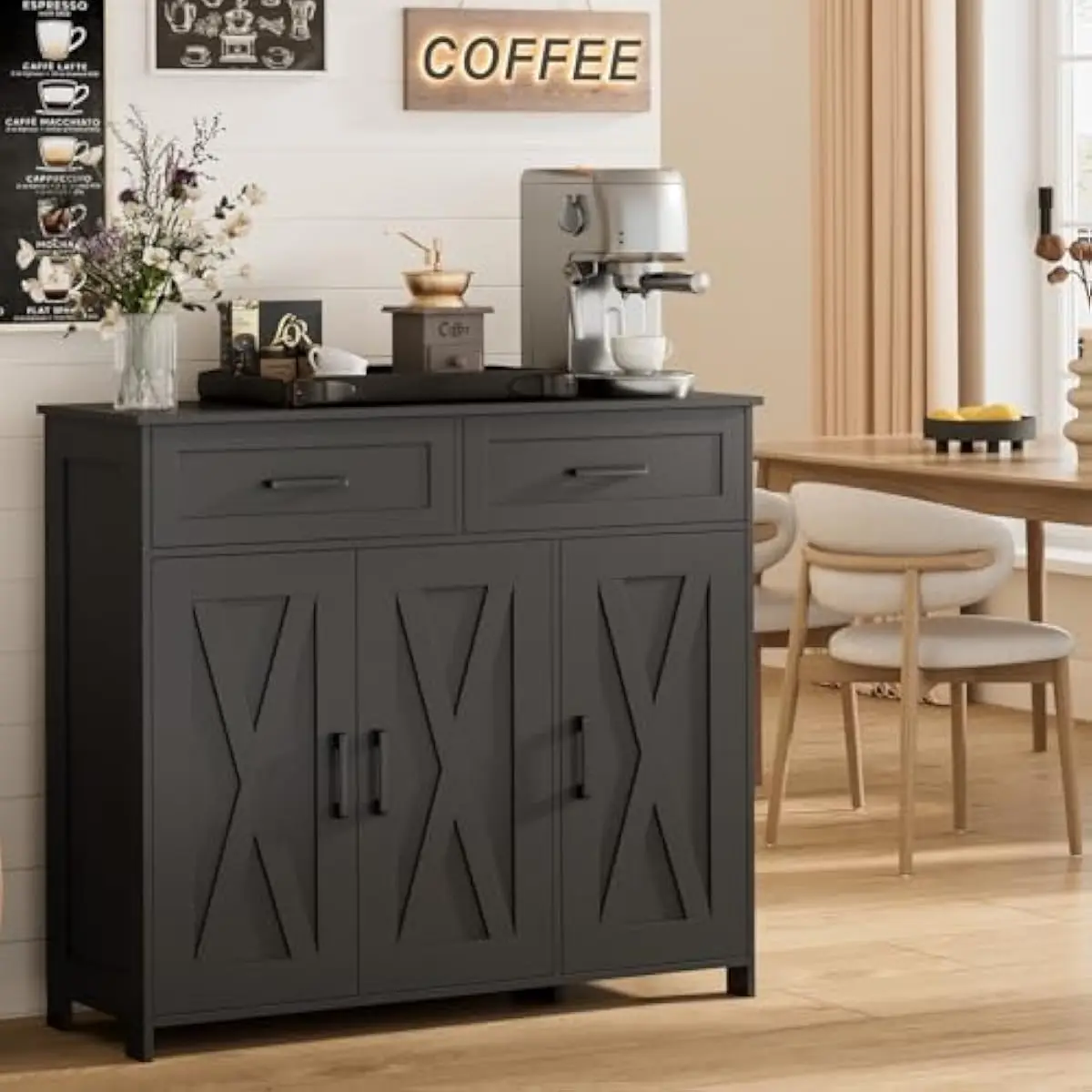 Kitchen - Kaffeebar-Aufbewahrungsschrank mit Schubladen, Küchenbuffetschrank