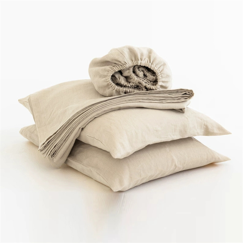Fitted Bed Sheets Deep Pocket - 100% Leinen-Bettwäsche-Set, Queen-Size, 1 Spannbettlaken mit