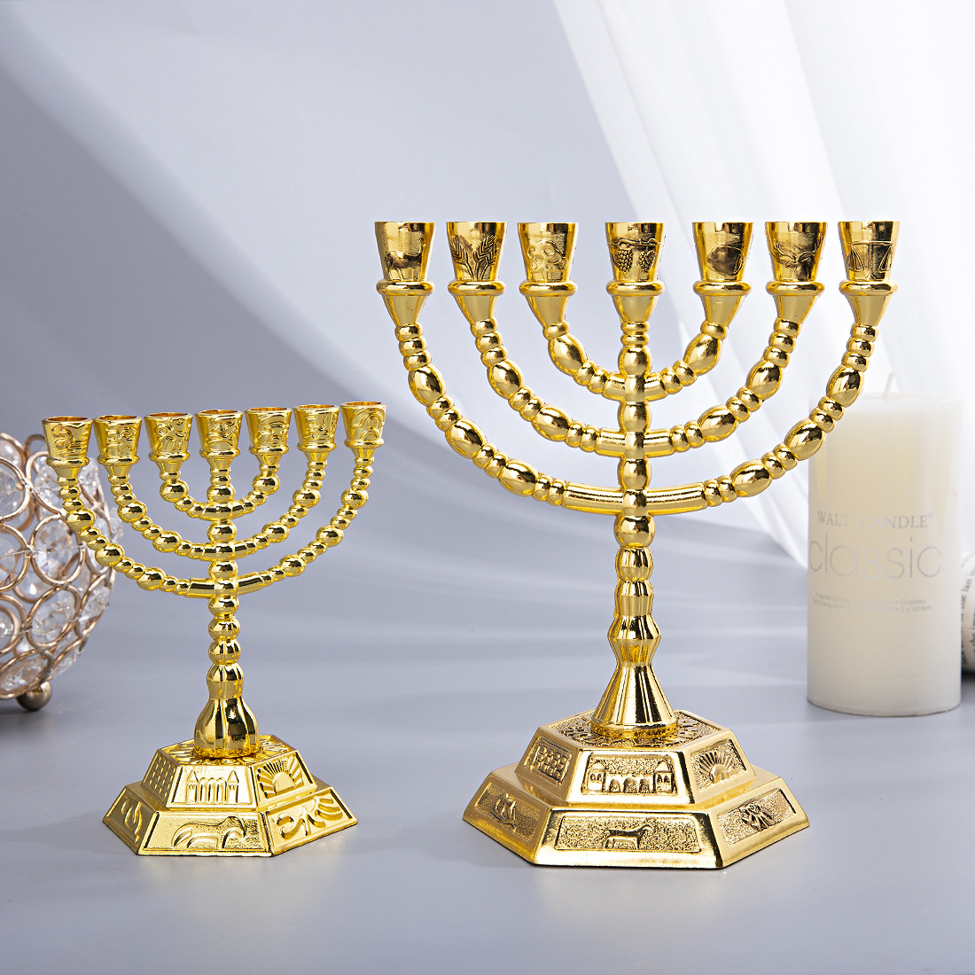 Home Decor - 7-armige Menora Jüdische Heimdekoration Kerzenhalter Dekoration