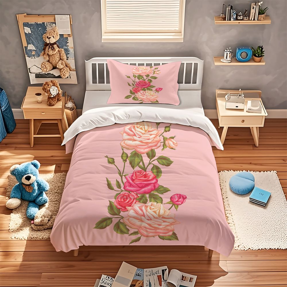 Weiches Rosa Rosenmuster Bettb – Aesthetic Floral Duvet Cover Bewertung und Preis