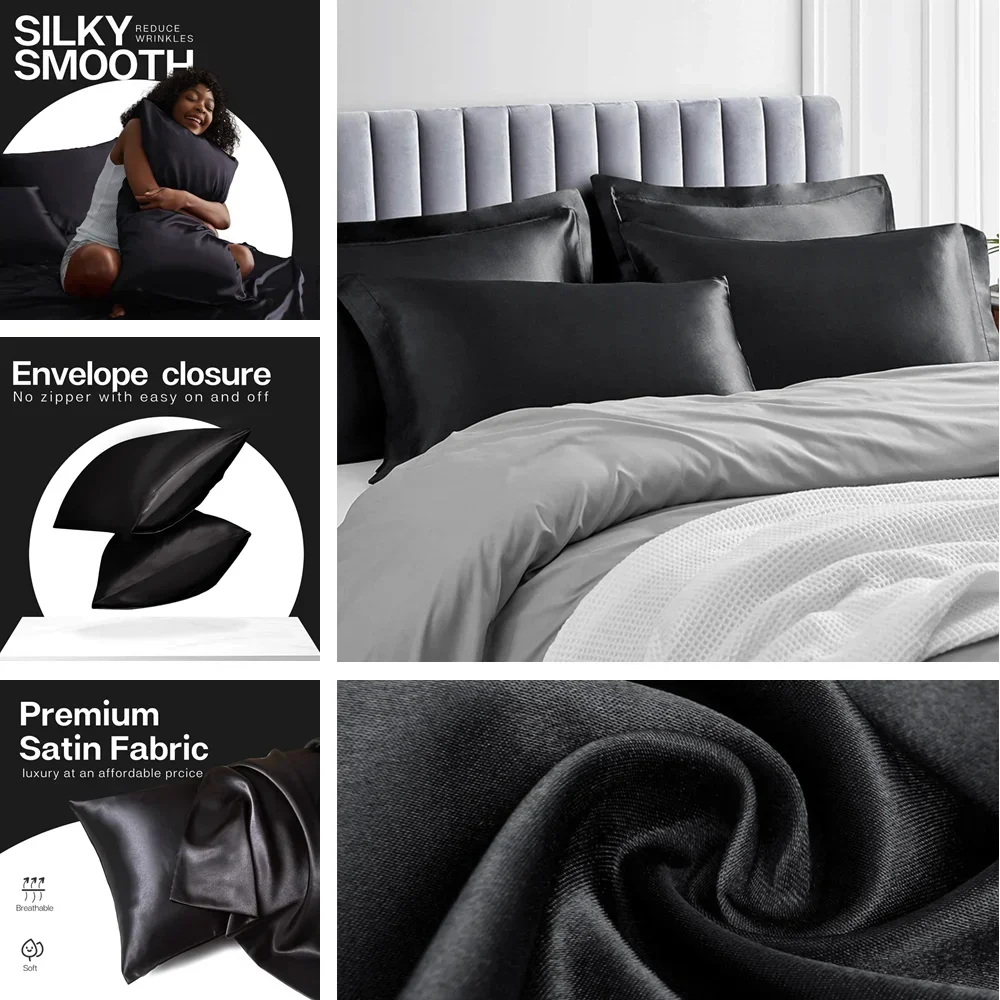 2er-Pack Satin-Kissenbezüge fü – Satin Silk Pillowcase Hair Skin Bewertung und Preis