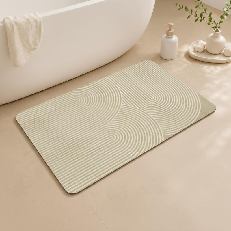 (Beige gestreifte Diatomit-Bad – Quick Dry Diatomite Bath Mat Bewertung und Preis