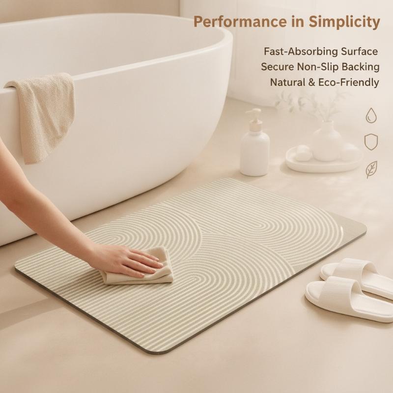 (Beige gestreifte Diatomit-Bad – Quick Dry Diatomite Bath Mat Bewertung und Preis