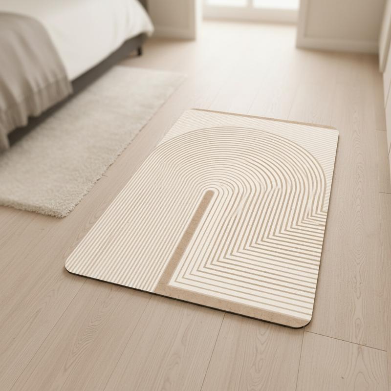 (Beige gestreifte Diatomit-Bad – Quick Dry Diatomite Bath Mat Bewertung und Preis