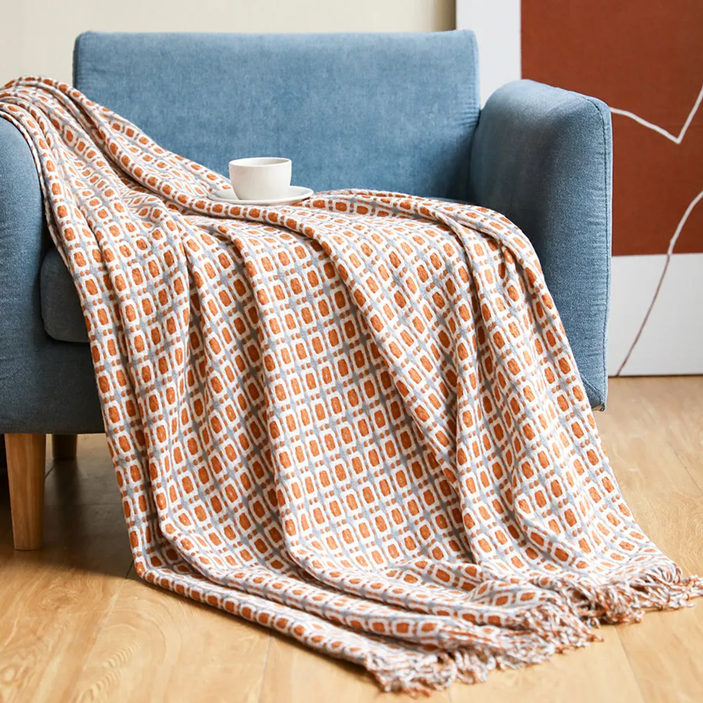 Geometrische Gitter-Jacquard-W – Boho Throw Blanket Fringe Bewertung und Preis