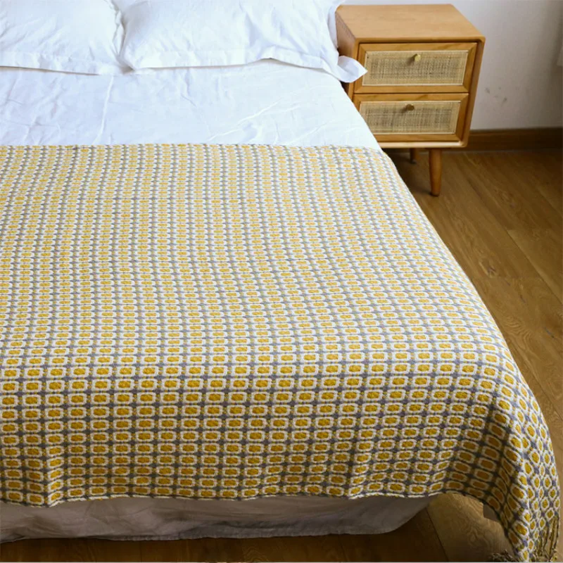 Geometrische Gitter-Jacquard-W – Boho Throw Blanket Fringe Bewertung und Preis