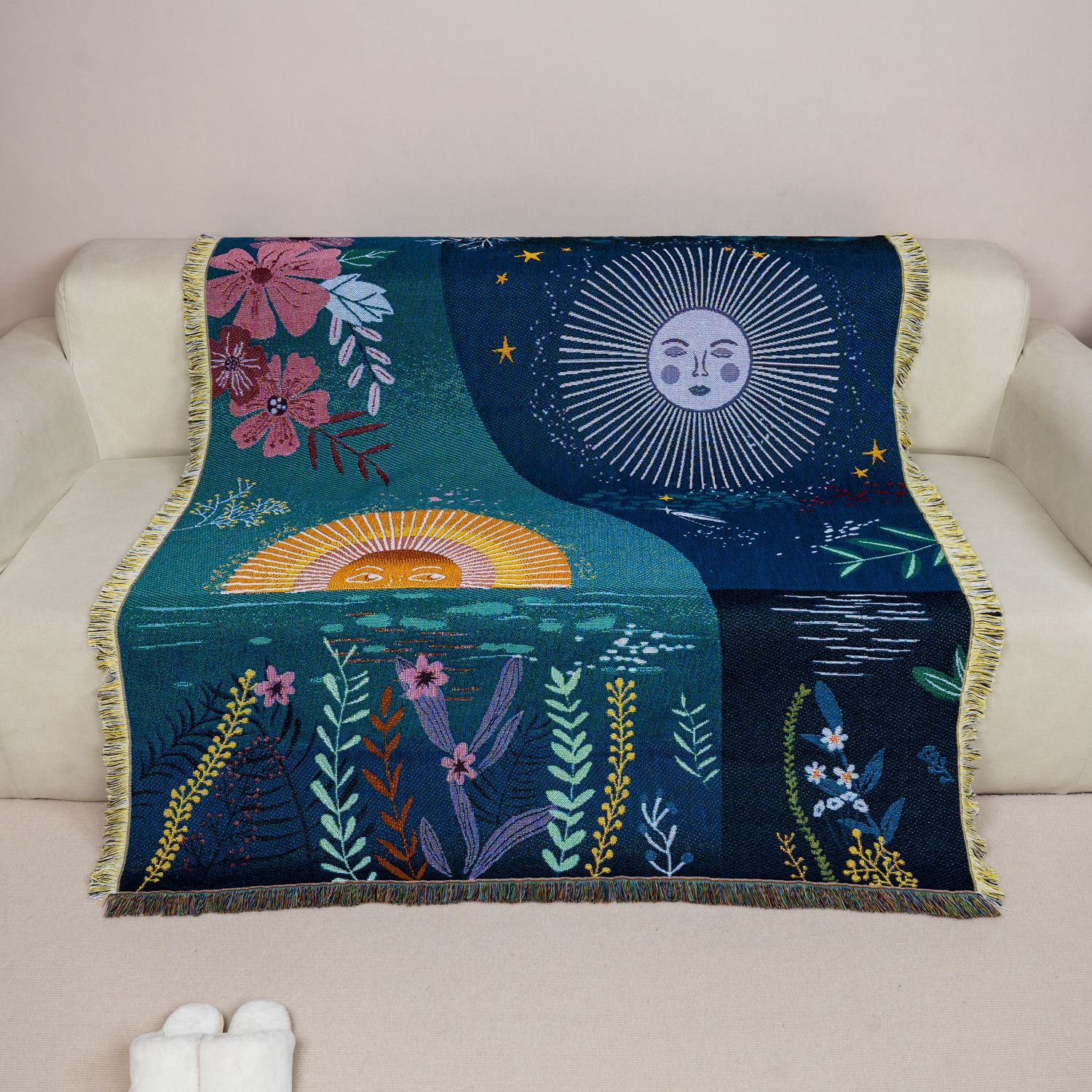 Himmelschöner Sonne-Mond Geweb – Boho Throw Blanket Fringe Bewertung und Preis