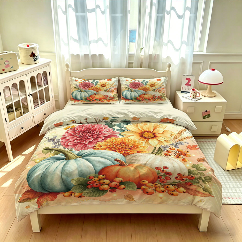 Aquarell Hellblaue Kürbis-Sonn – Aesthetic Floral Duvet Cover Bewertung und Preis