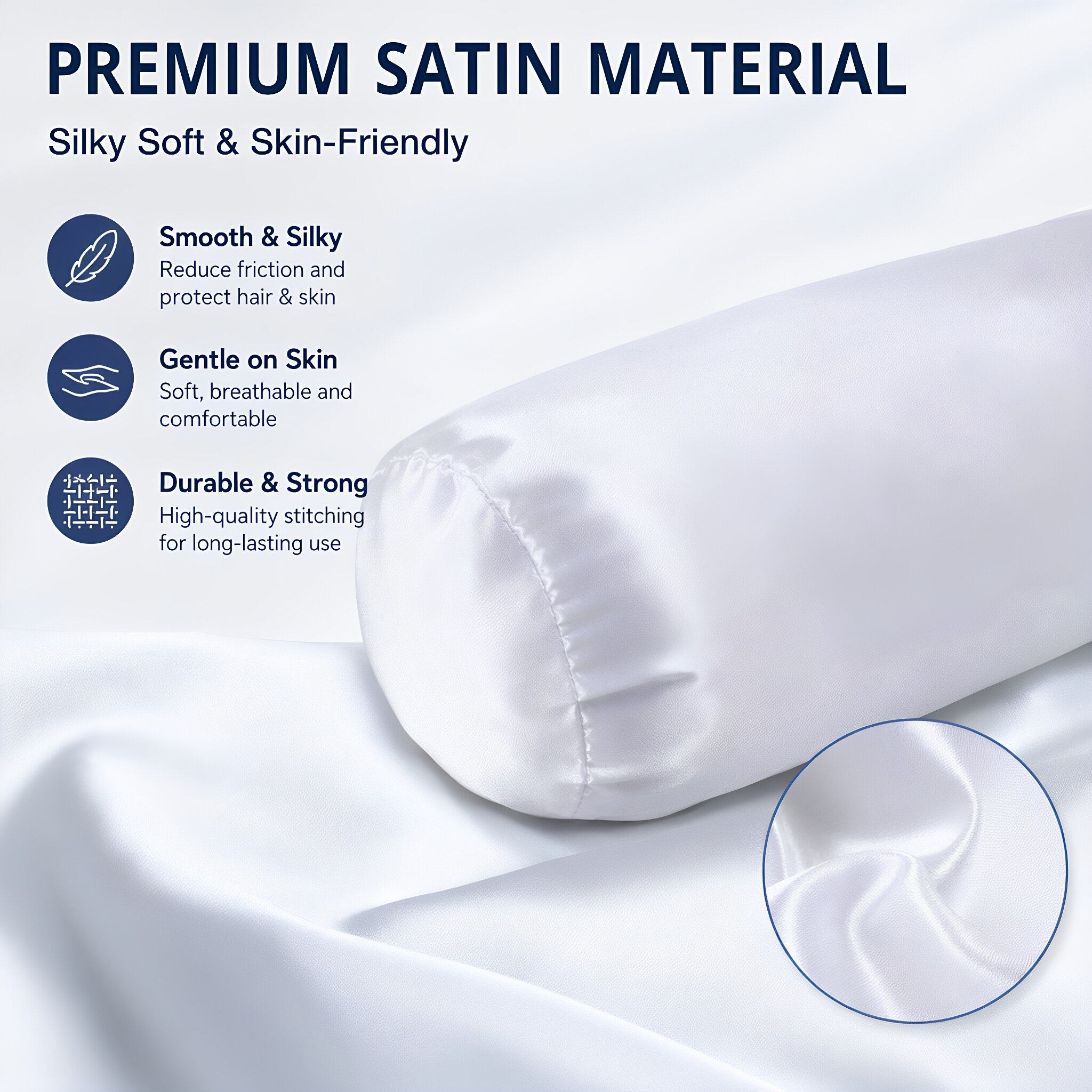 Weißer Satin-Nackenkissenbezug – Satin Silk Pillowcase Hair Skin Bewertung und Preis